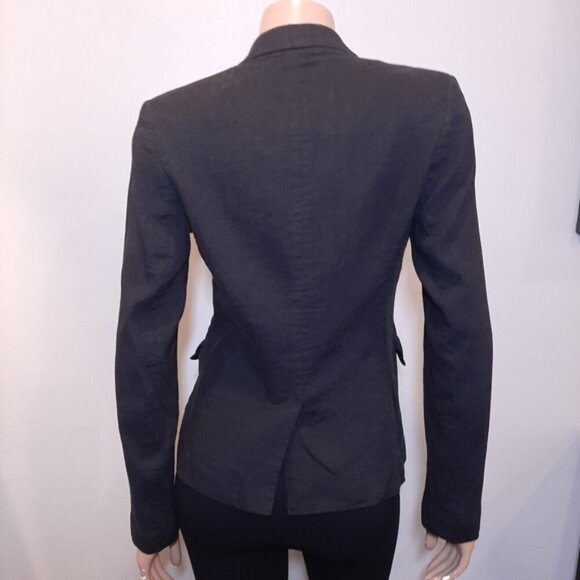 French Connection Linen Blazer Jacket  Black Fitted Size 6 Single Breasted - Picture 7 of 11